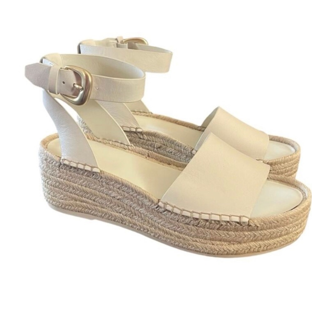 Vince Belisa Women's Cream Espadrille Platform Sandals with Ankle Strap NEW